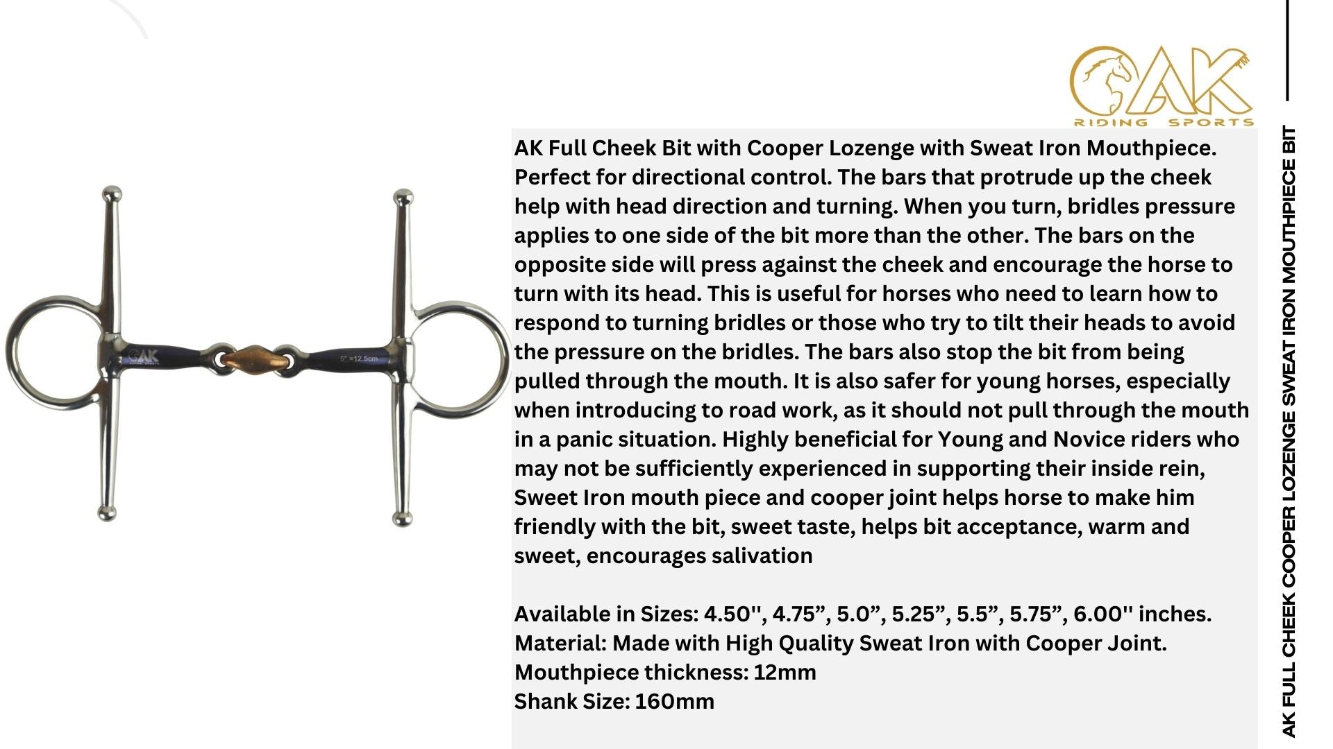 AK Full Cheek Bit with Cooper Lozenge