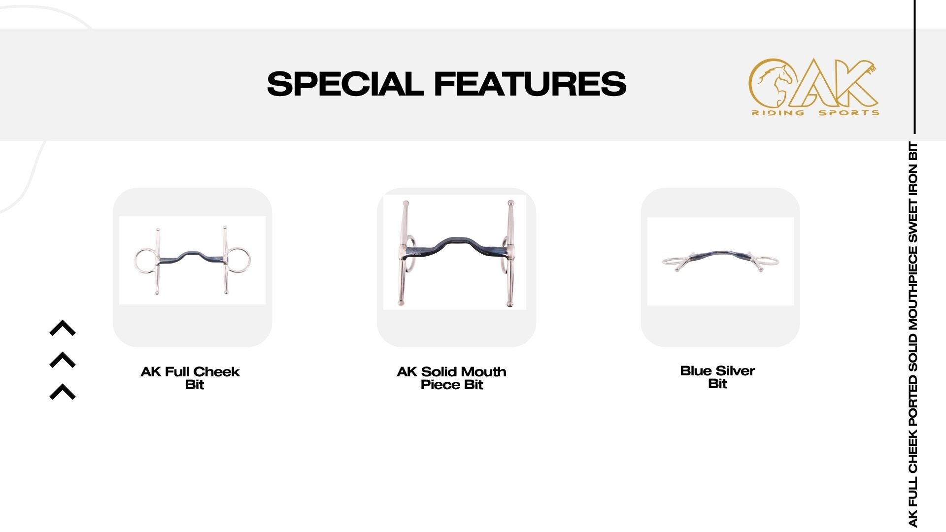 AK Blue Silver Full Cheek Ported Solid Mouthpiece Sweet Iron Horse Bit