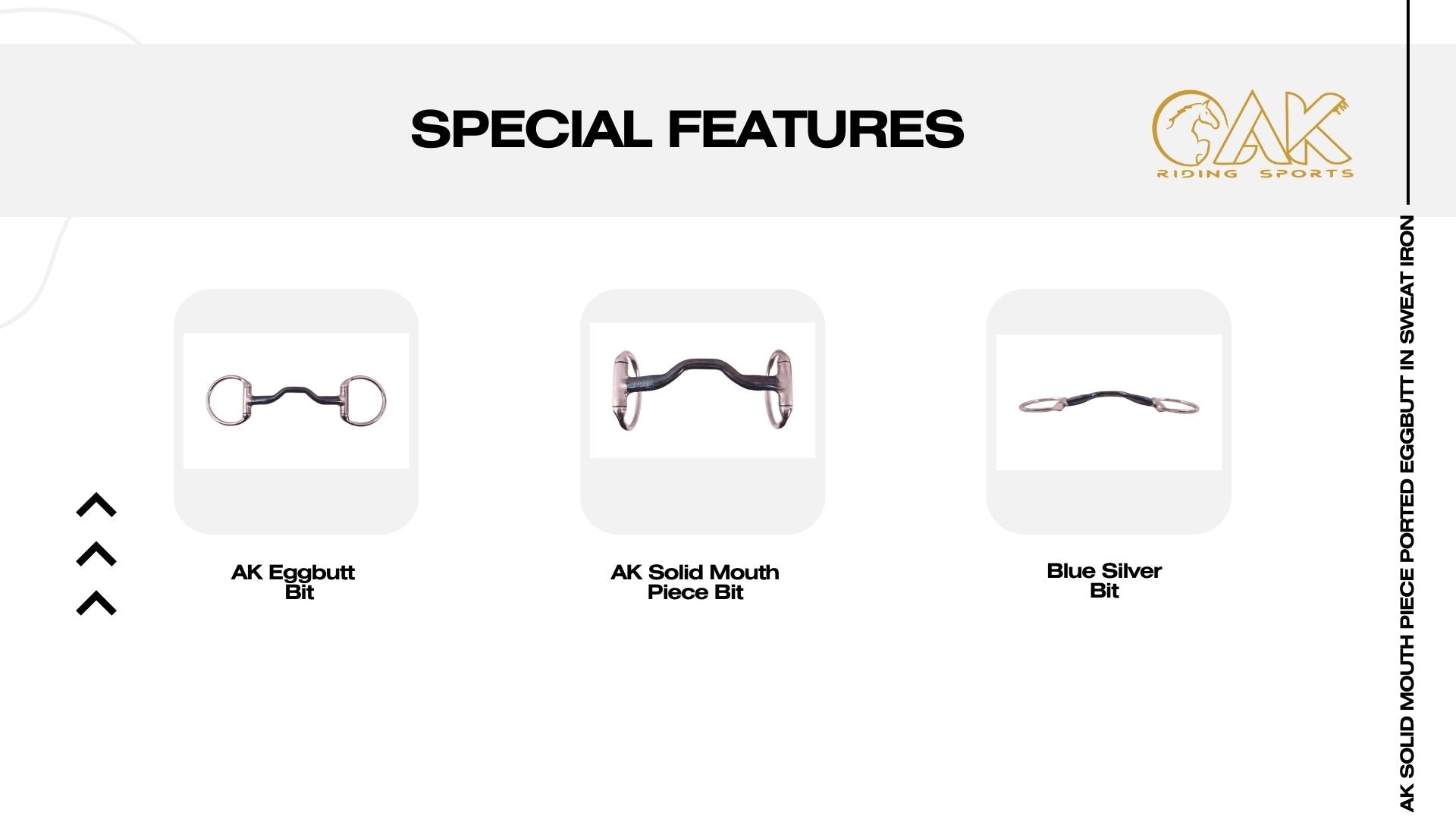 AK Solid Mouth Piece Ported Eggbutt in Sweat iron Horse Bit