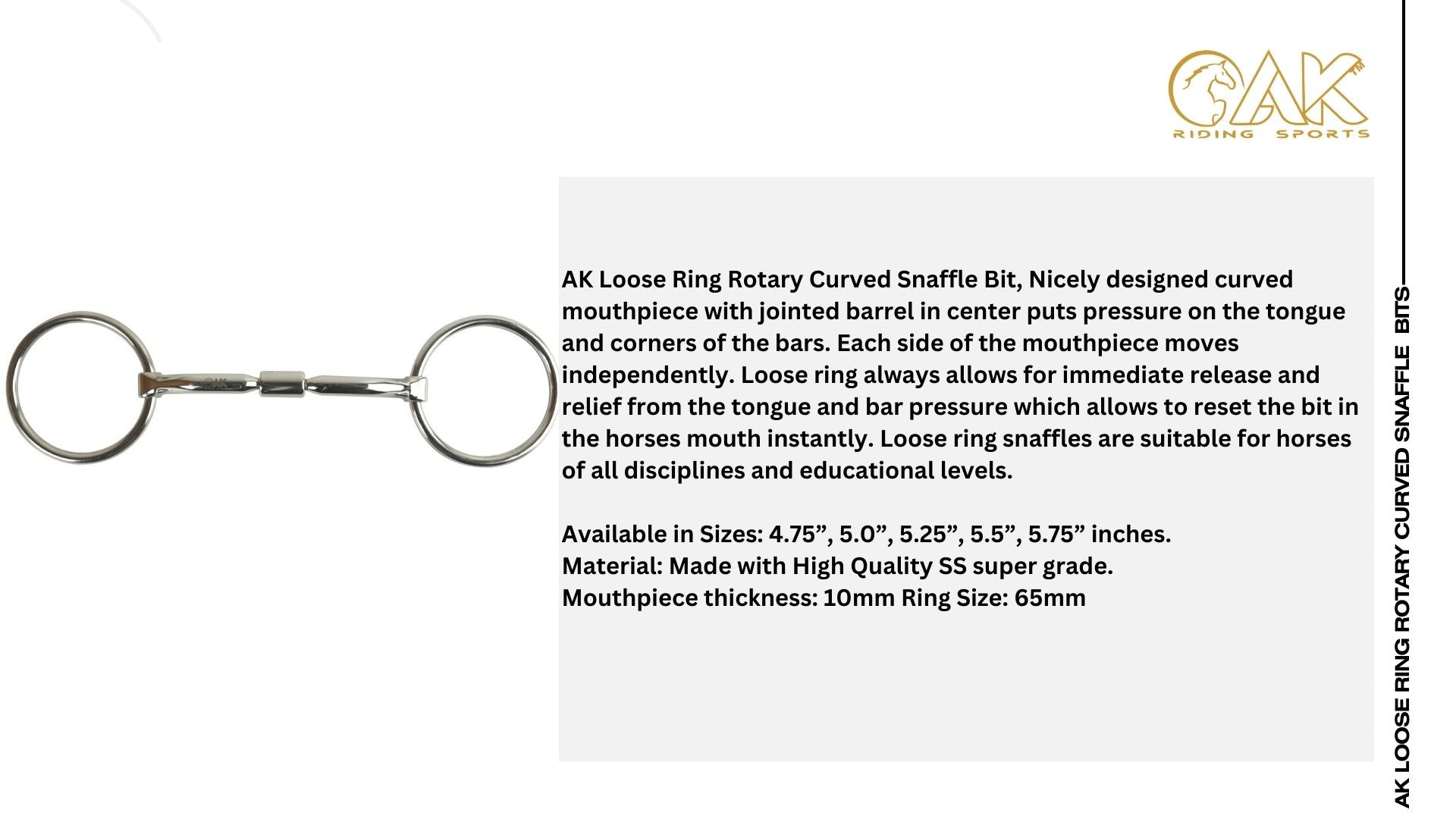 AK Loose Ring Rotary Curved Snaffle Bit