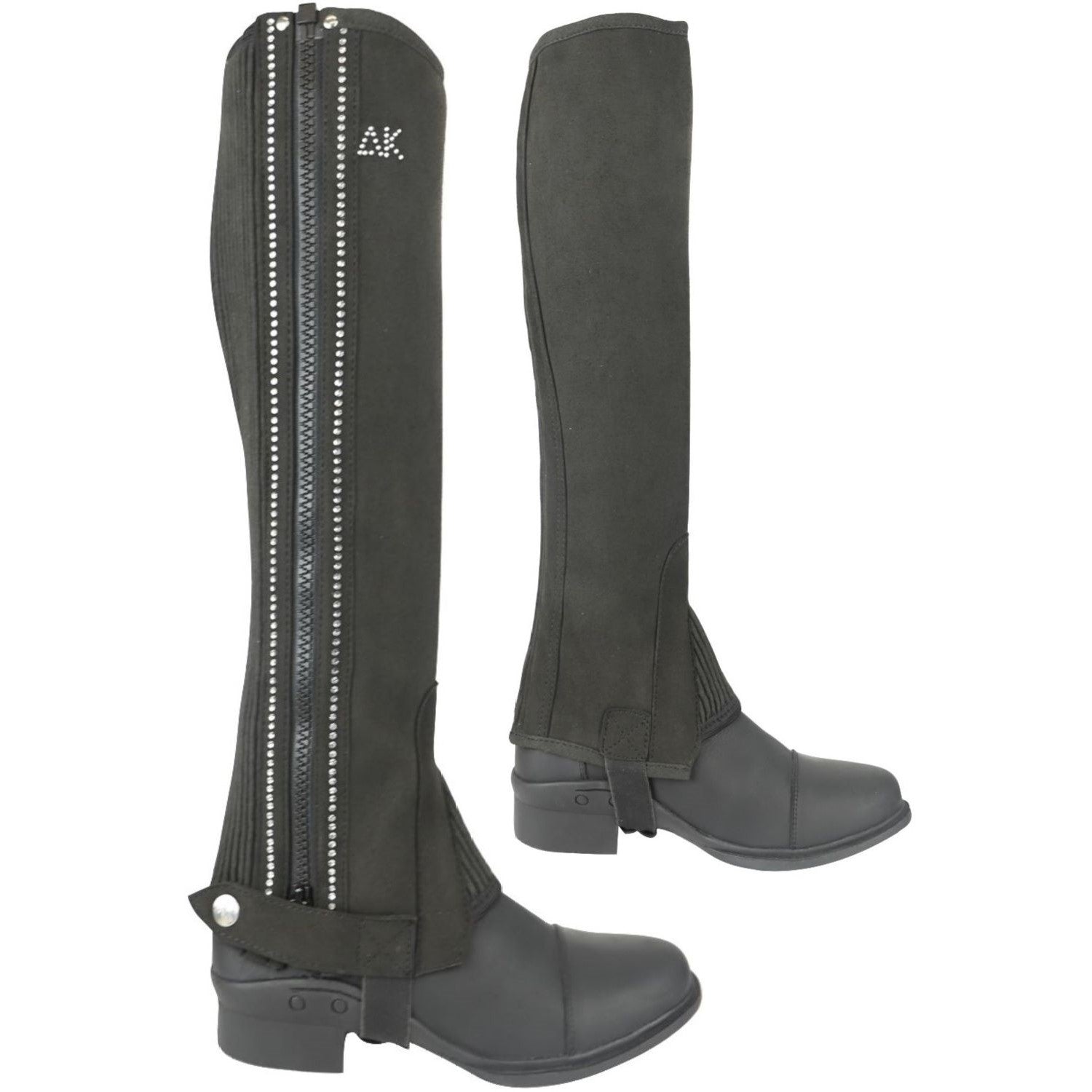 Mini-Chaps D'Équitation AK Grace En Micro Suède Lavables - AKRS-1950, Noir, Tailles XXS à 4XL