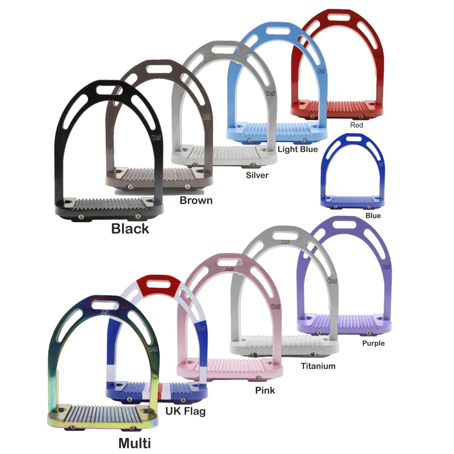 AK Aluminum Light Weight Stirrups with Coated Colors